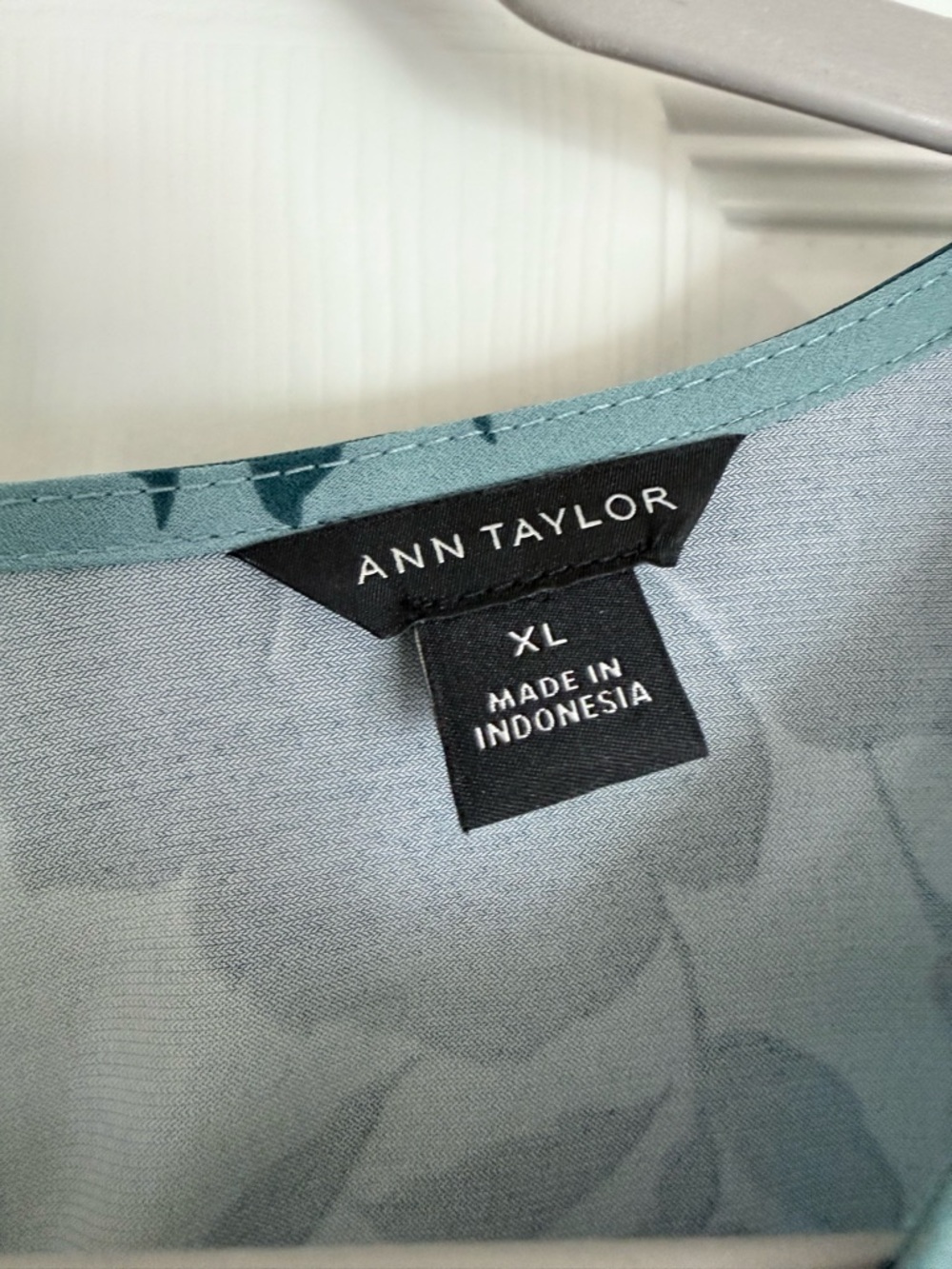 Ann Taylor Floral Mixed-Media Top in Deep Atlantic - Picture 3 of 3